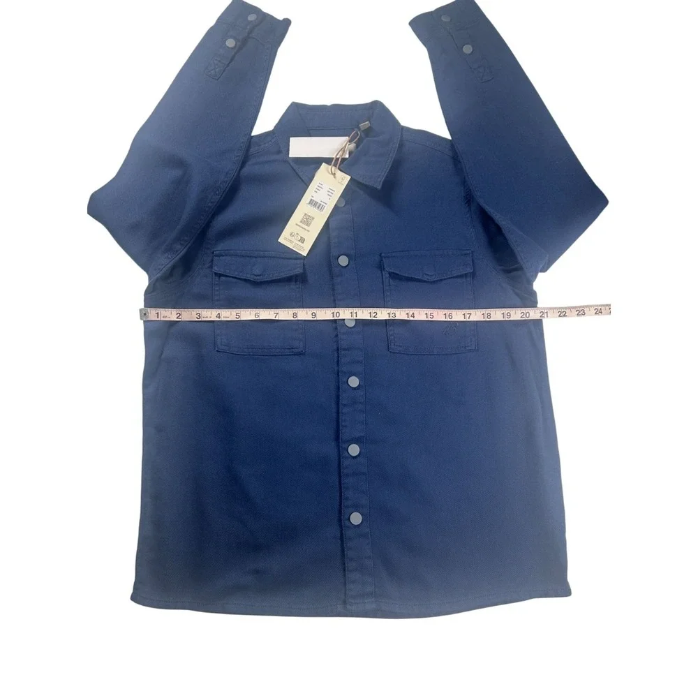 Blend Mens Overshirt Navy Blue Snap Front‎ Twill Chore Jacket Size Small NWT